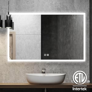 48 in. W x 30 in. H Rectangular Frameless LED Light with 3-Color and Anti-Fog Wall Mounted Bathroom Vanity Mirror