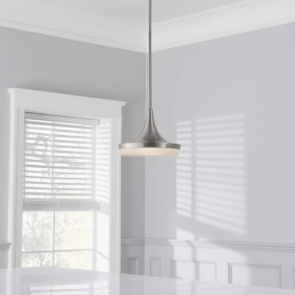 Home Decorators Collection 40-Watt Equivalent 10 in. Brushed Nickel Integrated LED Mini Pendant