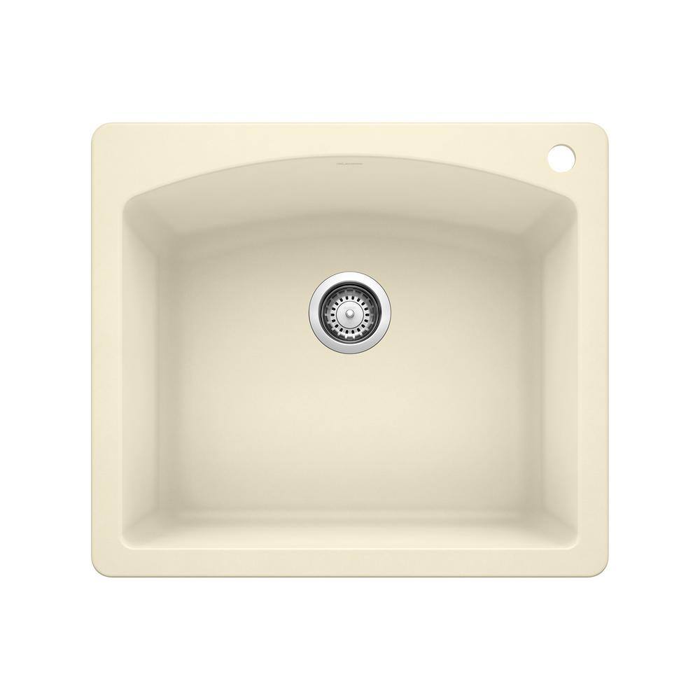 DIAMOND Dual Mount Granite Composite 25 in. 1-Hole Single Bowl Kitchen Sink