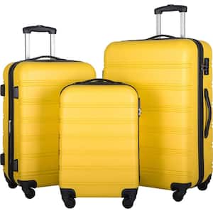 Yellow 3-Piece Expandable ABS Hardside Spinner Luggage Set with TSA Lock