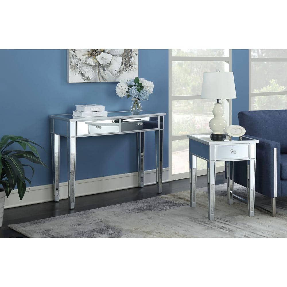 Gold Coast 18" Square Mirrored End Table with Fir Wood Base