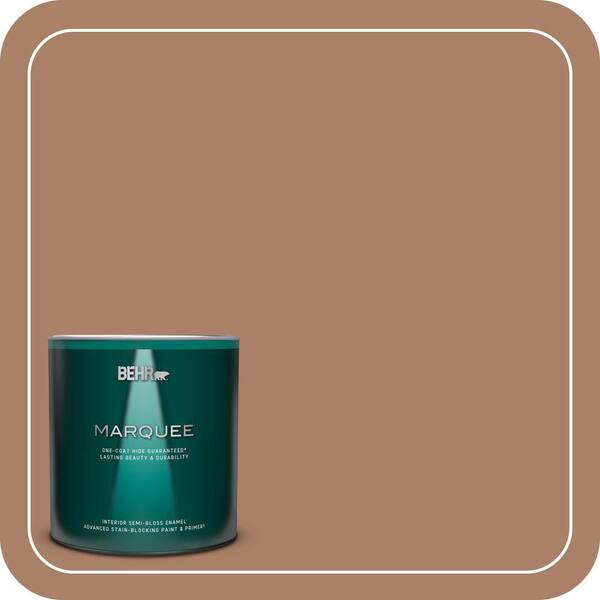 BEHR MARQUEE 1 qt. #MQ2-42 Warm Cognac One-Coat Hide Semi-Gloss Enamel Interior Paint & Primer
