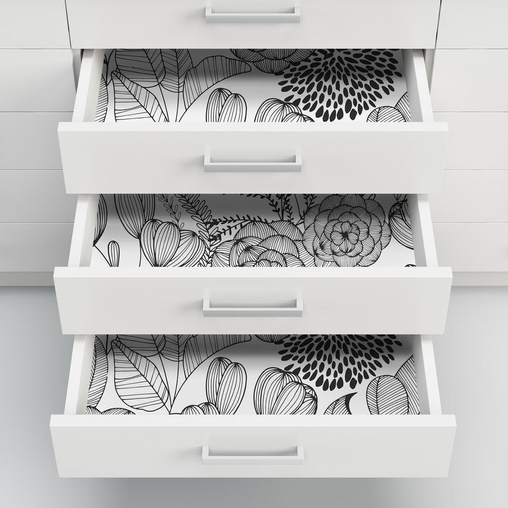Black and White Floral Peel & Stick Vinyl Wallpaper