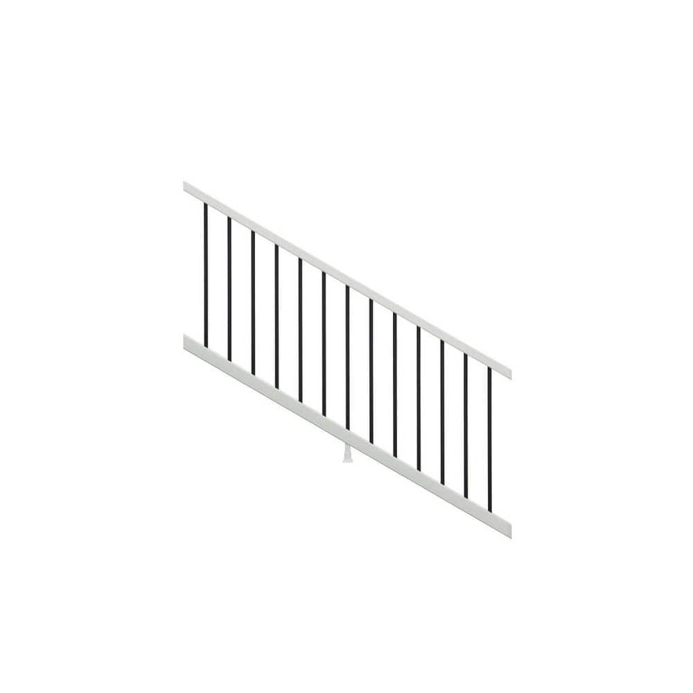 Enhance 6 ft. x 36 in. Classic White Composite Rail with Black Round Aluminum Baluster Kit-Stair price history on PriceWatchPro