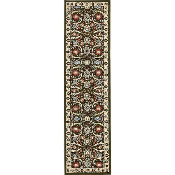 Unique Loom Espahan Cape Cod Olive 2' 7 x 10' 0 Runner Rug