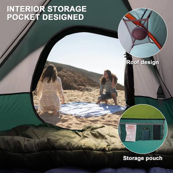 Cesicia 4-Person Forest Green Waterproof Windproof Set up-Portable