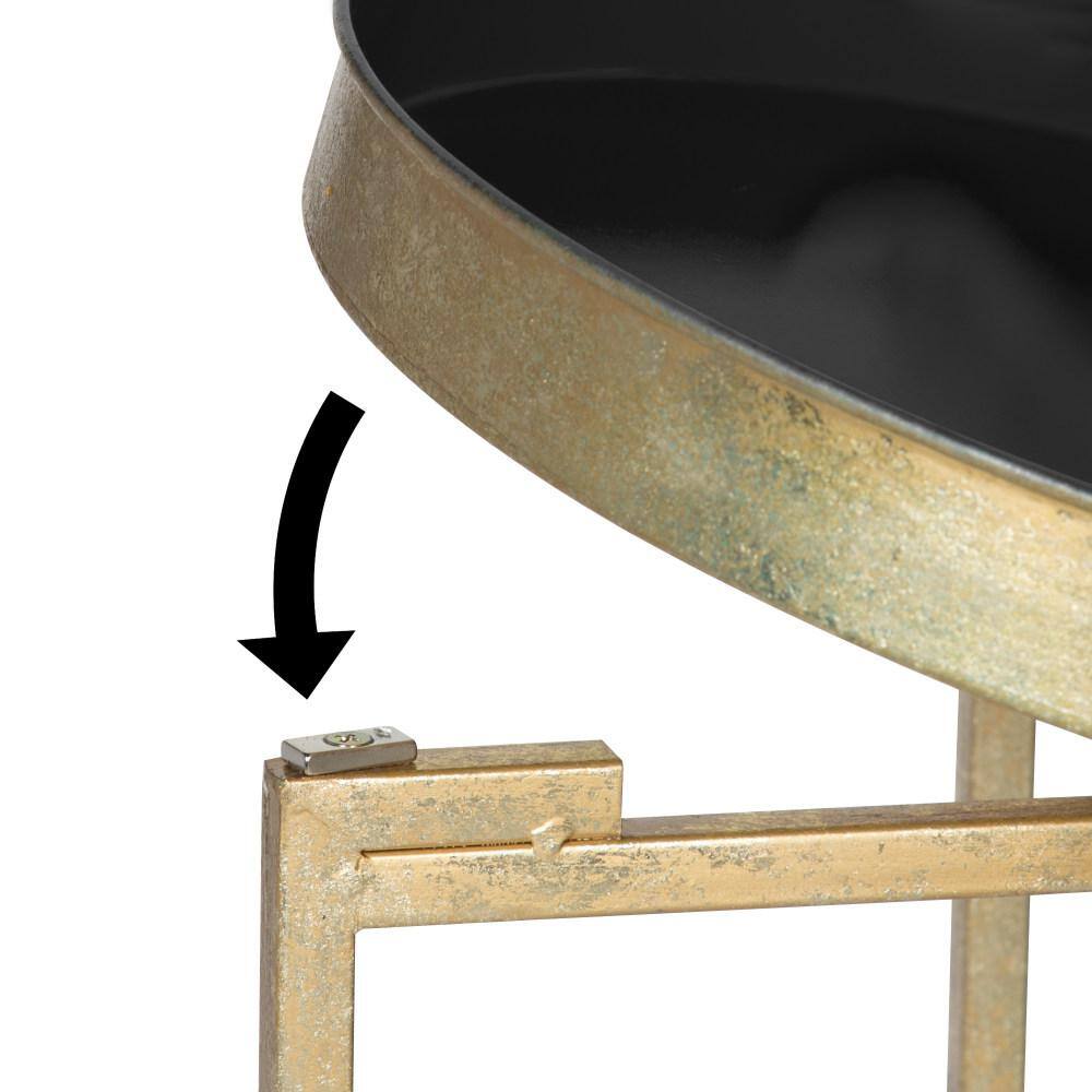 Celia Black and Gold Round Metal Foldable Tray Table