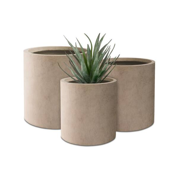 PLANTARA 16", 13", & 10" D Concrete Outdoor planter, Flower pot (Set of