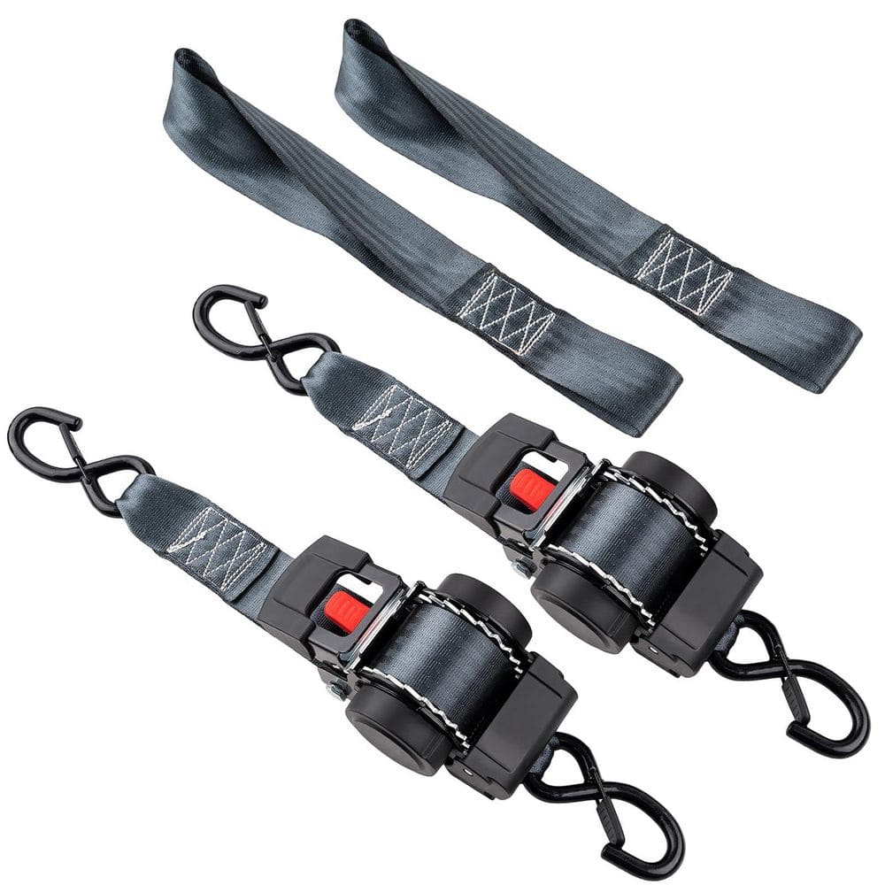 10 ft. x 2 in. Ratchet Tie-Down Straps Auto-Rewind Fastener Heavy-Duty 3000 lbs Break Strength 2 Pack price history on PriceWatchPro