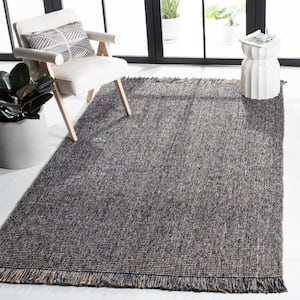 Natural Fiber Charcoal/Beige 4 ft. x 4 ft. Woven Thread Square Area Rug