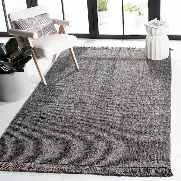 Natural Fiber 4 ft. x 6 ft. Charcoal/Natural Woven Thread Area Rug