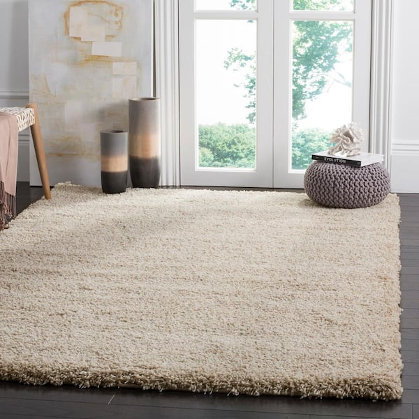Santa Monica Shag Beige 4 ft. x 6 ft. Solid Area Rug