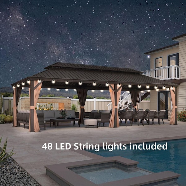 PURPLE LEAF 14 ft. x 28 ft. Bronze Patio Outdoor Gazebo for