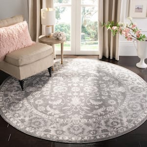 Brentwood Cream/Gray 6 ft. x 9 ft. Floral Border Area Rug