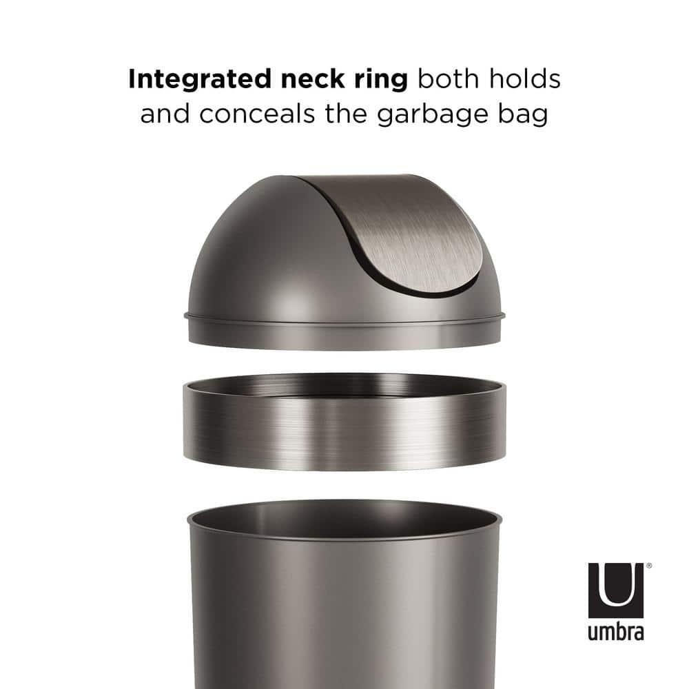 Pewter 16-Gallon Swing Top Kitchen Trash Can