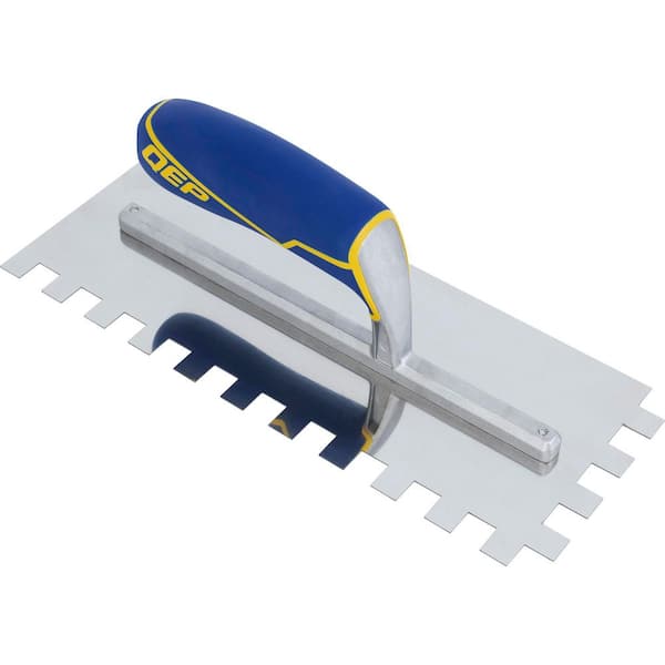11 in. L x 4.5 in. W Steel Blade 1/2 in. x 1/2 in. x 1/2 in. Square-Notched Tile Flooring Trowel with Comfort Grip