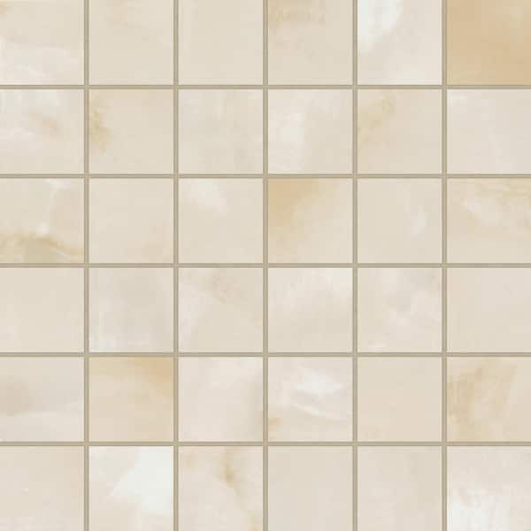 Gemma Square 2 in. x 2 in. Polished Beige Onyx Porcelain Mosaic Tile (5 sq. ft./Case)