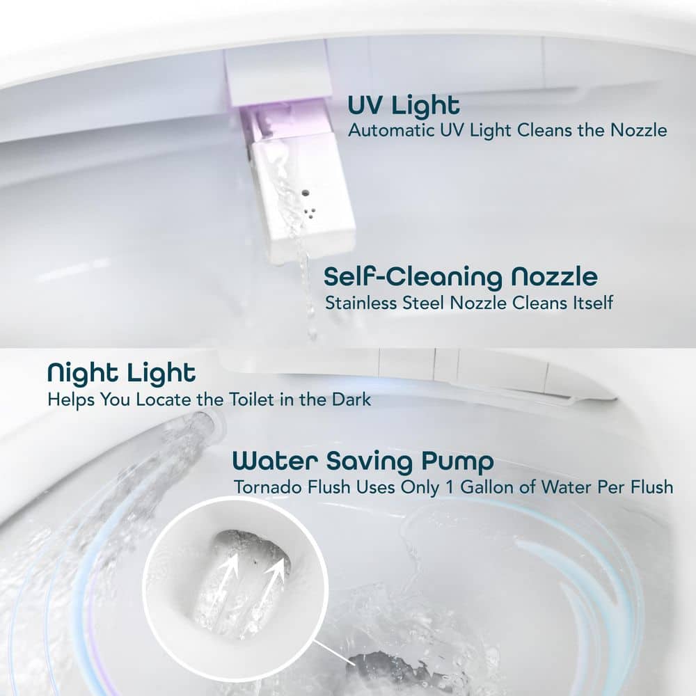 BidetMate 6000 Series White Elongated Smart Toilet with Remote