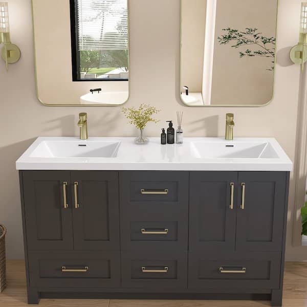 Zeafive 60 in. W x 22 in. D Solid Surface Vanity Top in Pure White