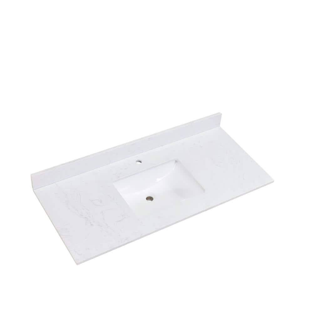 Aosta White 49" Composite Stone Vanity Top with Sink