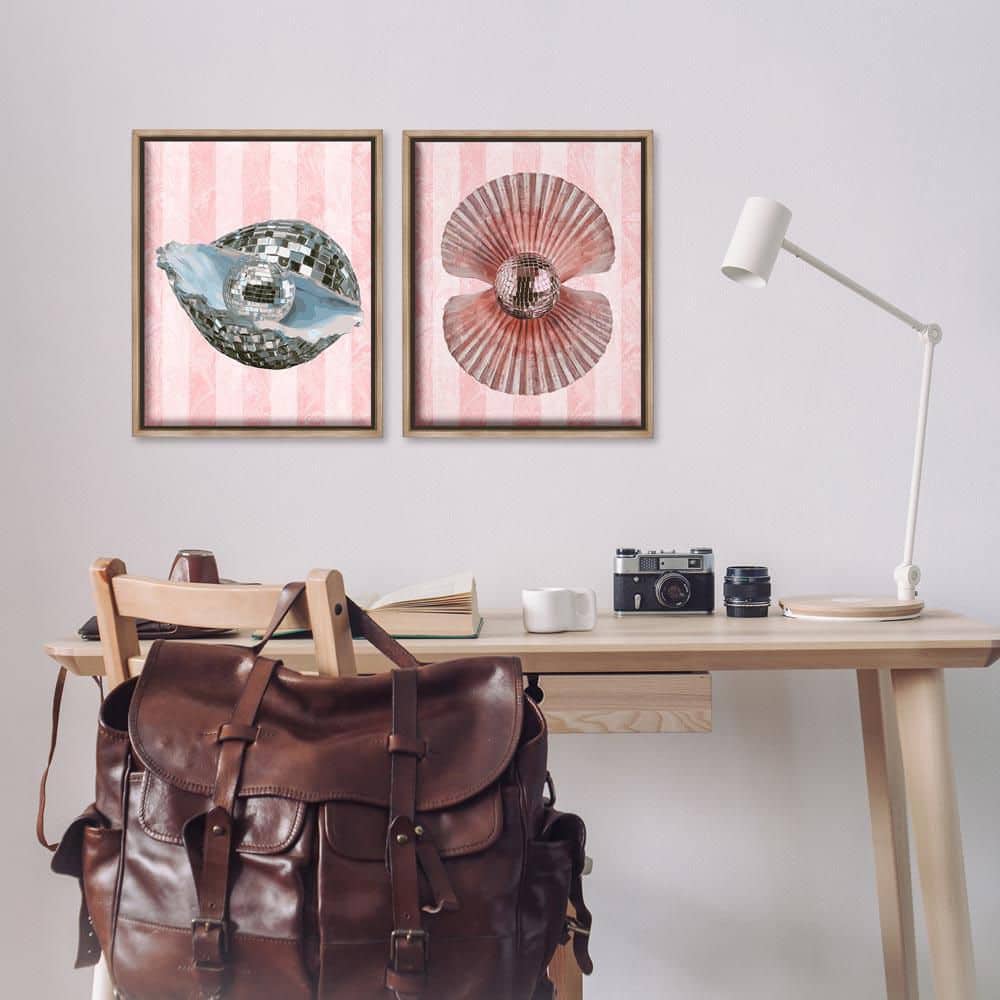 Pastel Disco Ball Sea Life by Lil' Rue 2 Piece Brown Floater Frame Abstract Graphic Art Print 21 in. x 17 in. price history on PriceWatchPro