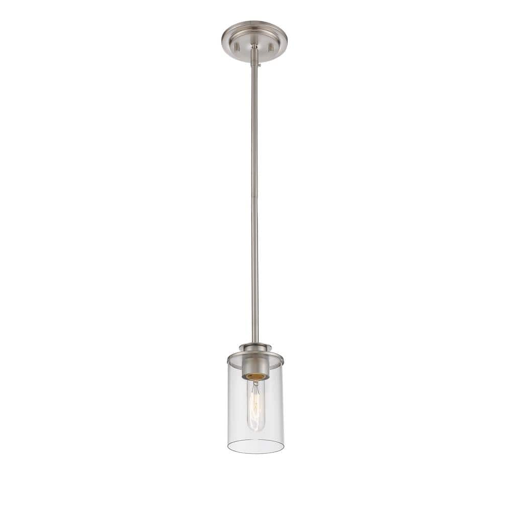 Savannah Brushed Nickel Mini Pendant with Clear Glass Shade