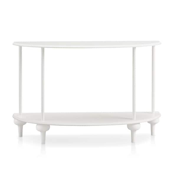 Soela 47.3 in. White Half Moon Composite Engineered Wood Console Table With Shelf