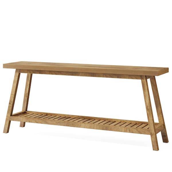 BYBLIGHT Turrella 70.9 in. Brown Narrow Rectangle Wood Console Table
