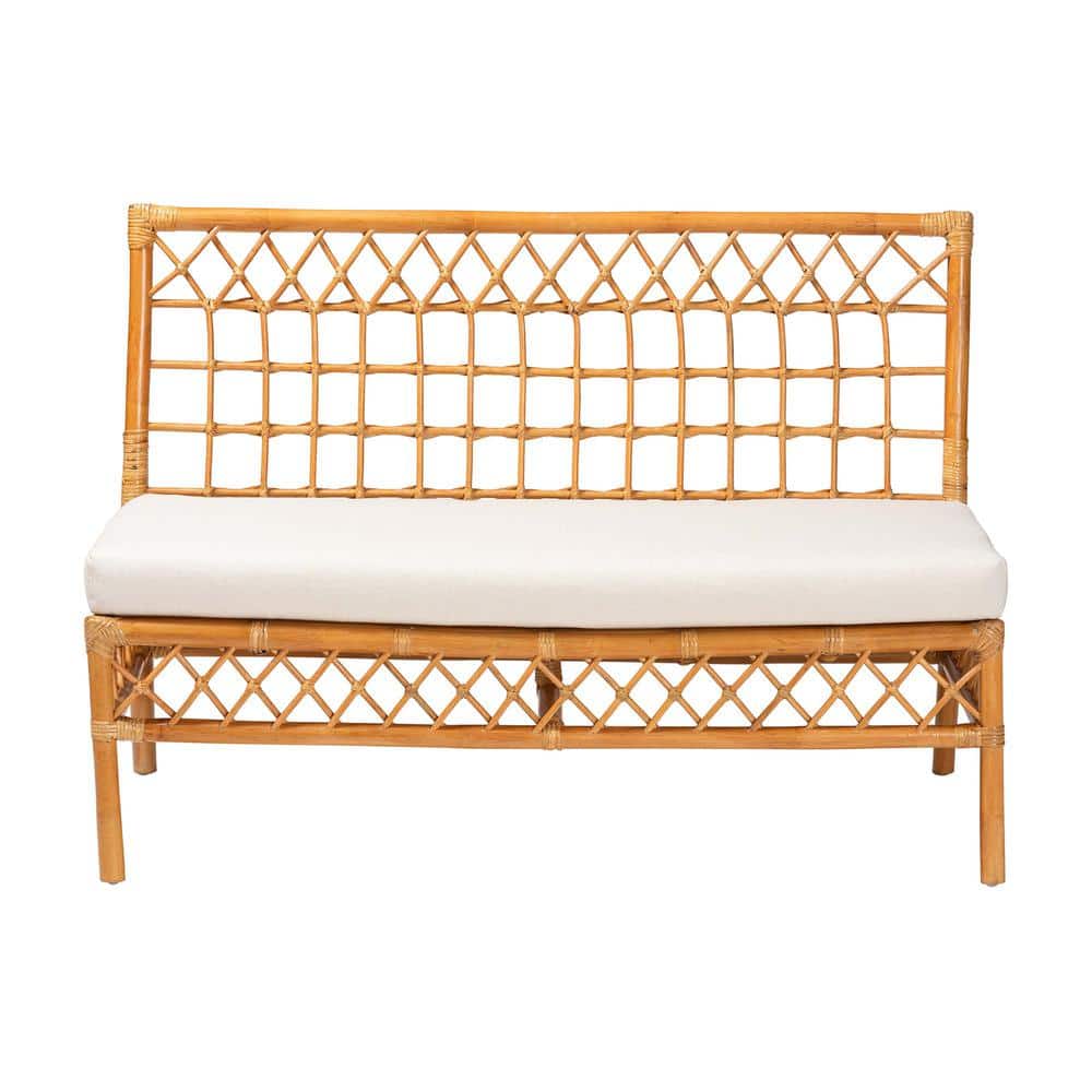 Capella Honey Rattan Bohemian Dining Bench with Cushion
