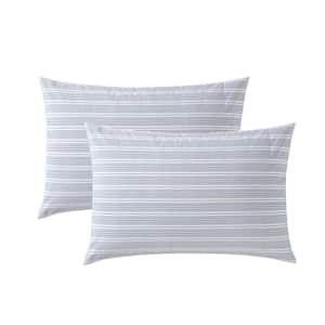 Beaux Stripe 1-Piece Blue Cotton Standard Pillowcase