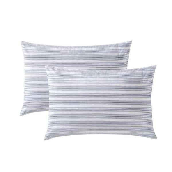 Nautica Beaux Stripe 1-Piece Blue Cotton Standard Pillowcase