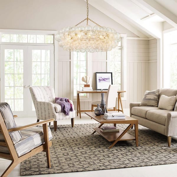 12-Light Brass Bubble Globe Swirled Glass Chandelier Modern Cluster Hanging Pendant Light Fixture for Living Room