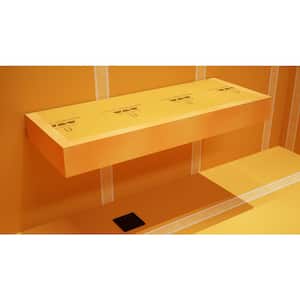 72 in. L x 14 in. W x 4 in. H Rectangular Bench Seat Floating Shower Bench Kit in Orange