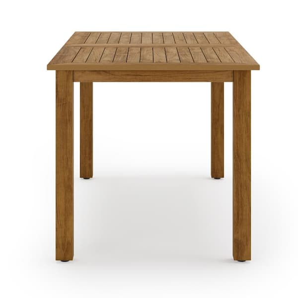 60.in Teak 6-Person Plastic Wood Indoor-Outdoor Compatible Rectangular Outdoor Dining Table
