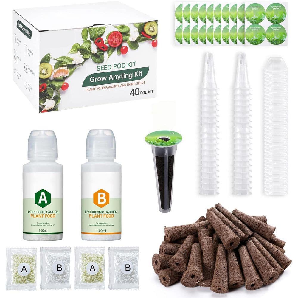 Hydroponic Pods Kit 166 pieces with 40 Grow Sponges Baskets Domes Pod Labels A and B Plant Food for Indoor Gardening price history on PriceWatchPro