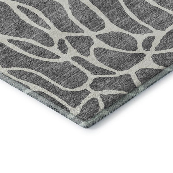 Mayfield Premium Machine Washable Abstract AMF1024 Gray 3 ft. x 4 ft. Area Rug