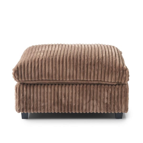 39.37 in. Brown Armless Soft Faux Rabbit Fur Velvet Ottoman Sectional Sofa for Living Room and Bed Room