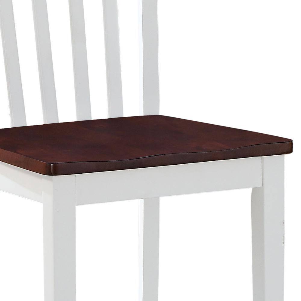 Elegant White & Walnut High Slat Back Wood Side Chair