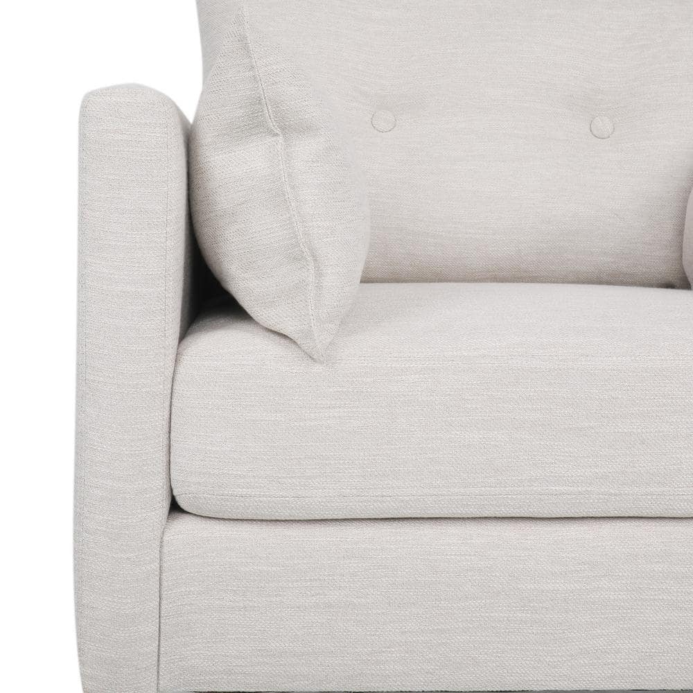 Beige and Walnut Mid-Century Modern Club Accent Chair
