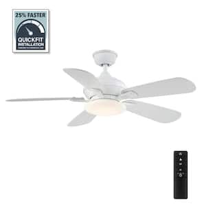 Benson 44 in. LED White Ceiling Fan with Light and Remote Control