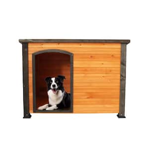 29.1 in. W x 42.3 in. L x 32.3 in. H Outdoor Ventilated Indoor Wooden Waterproof Roof Large Dog Dog Kennel, Gold