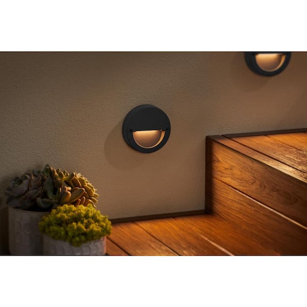 Home Decorators Collection Rodham 10-Watt Equivalent Low Voltage Black Hardwired LED Weather Resistant Outdoor Stair Light