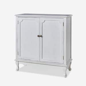 Elpenor White 34 in. H 2-Door Accent Cabinet with Sloid Wood Legs