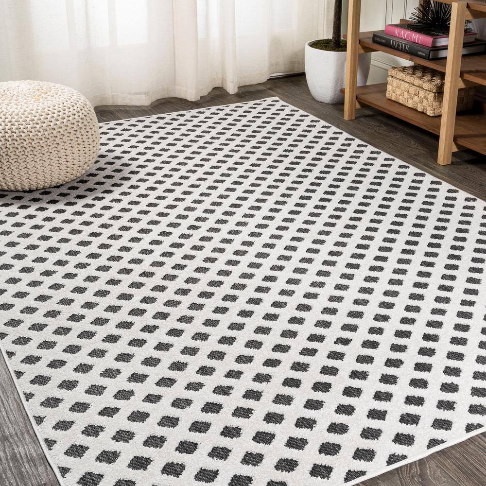 4' x 6' Black Synthetic Reversible Trellis Rug