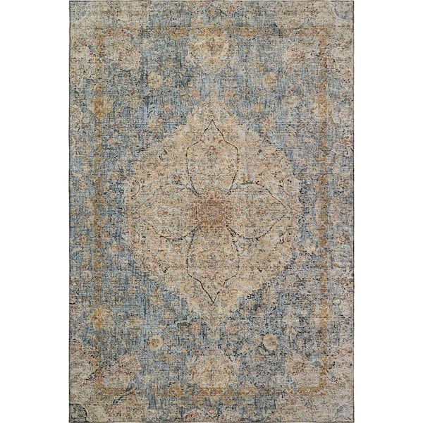 Mayfield Premium Machine Washable Abstract AMF2136 Blue 8 ft. x 10 ft. Area Rug