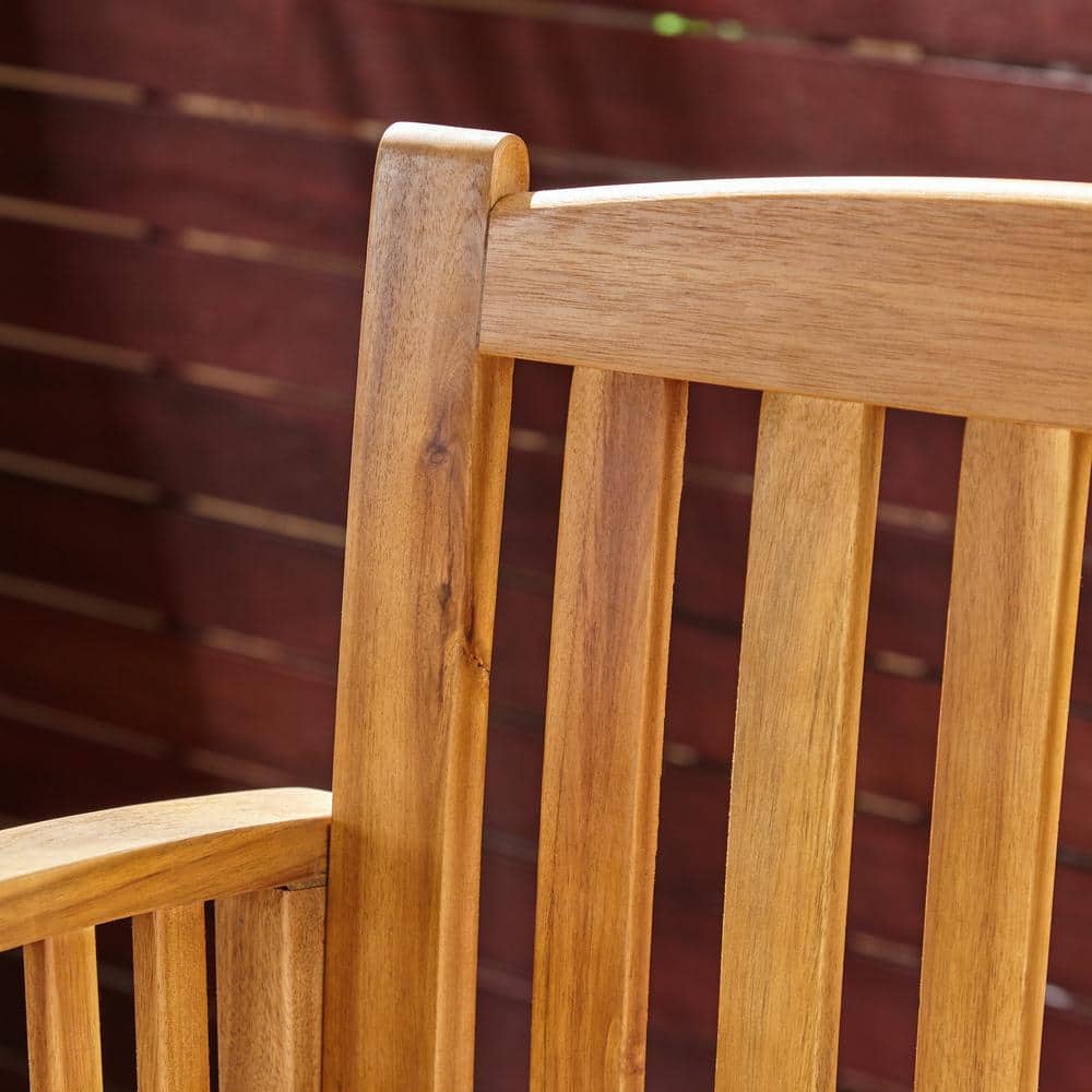 Natural Acacia Wood Outdoor Barstools with Cream Cushions