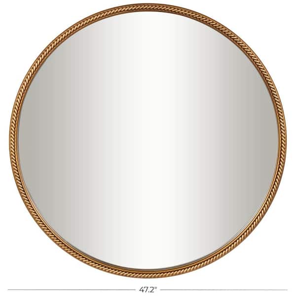 47 in. x 47 in. Round Framed Gold Wall Mirror with Twisted Chain Inspired Frame