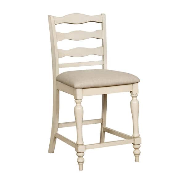 William's Home Furnishing Theresa Rustic Style Counter Antique White Height Chair (2-Pack)