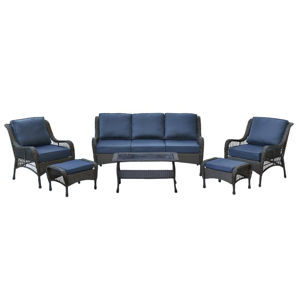 6-Piece wicker Furniture Set, Hand-Woven Rattan Outdoor Conversation Set fo