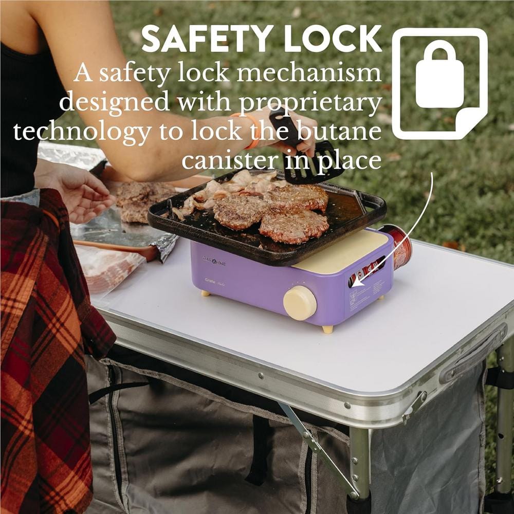 Violet and Yellow Portable Single Burner Gas Stove